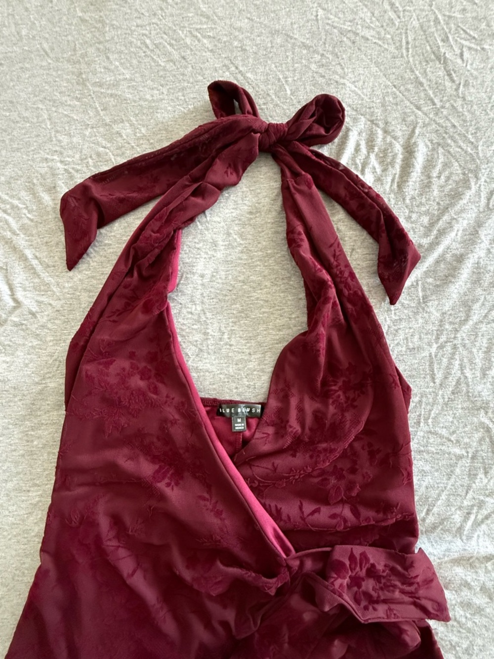Wine Floral Wrap Dress